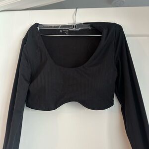 Black Long Sleeve Crop Top